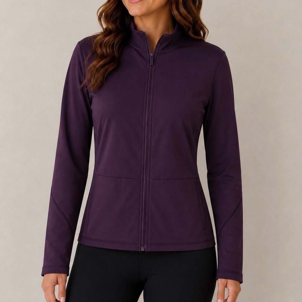 FLX Women's Plum Full Zip Travel Leisure Stretch Jacket XL Mock Neck Athleisure